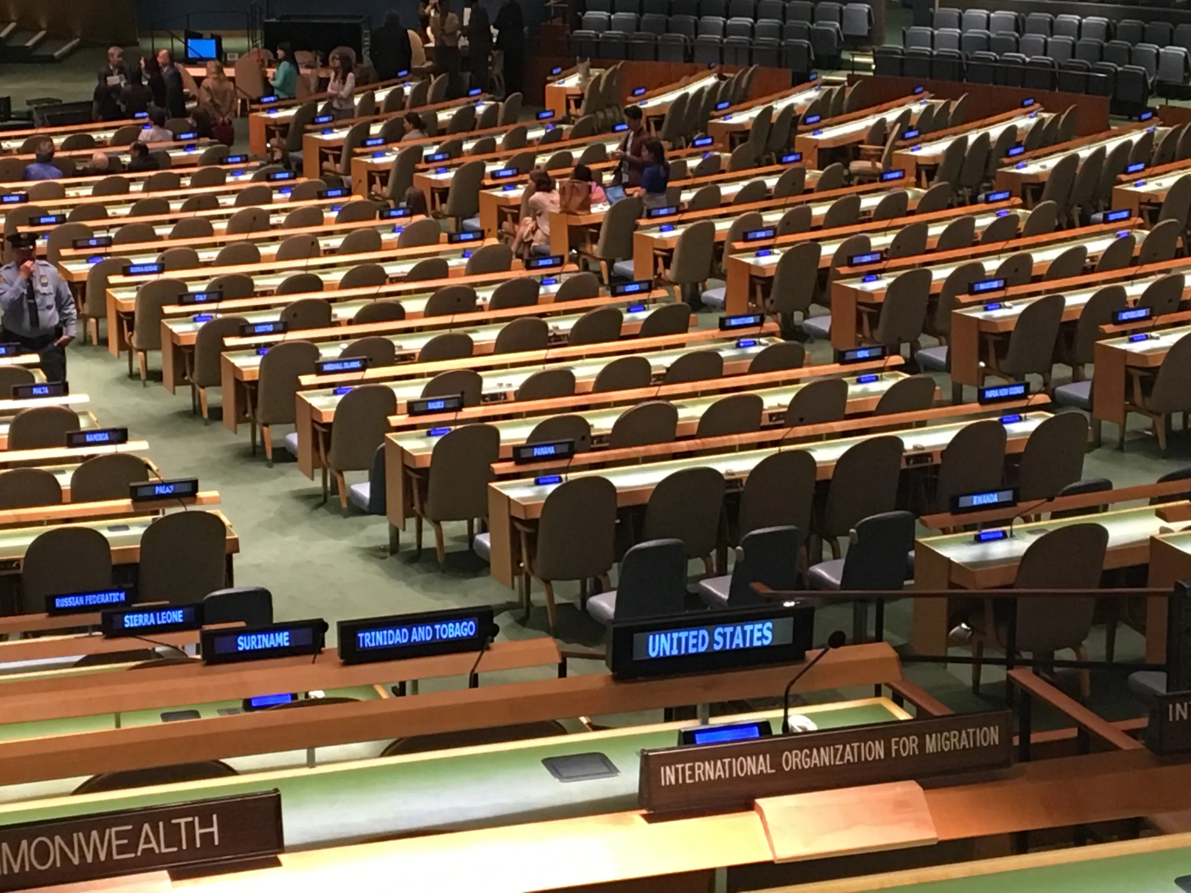 联合国大会厅内的各国代表席位